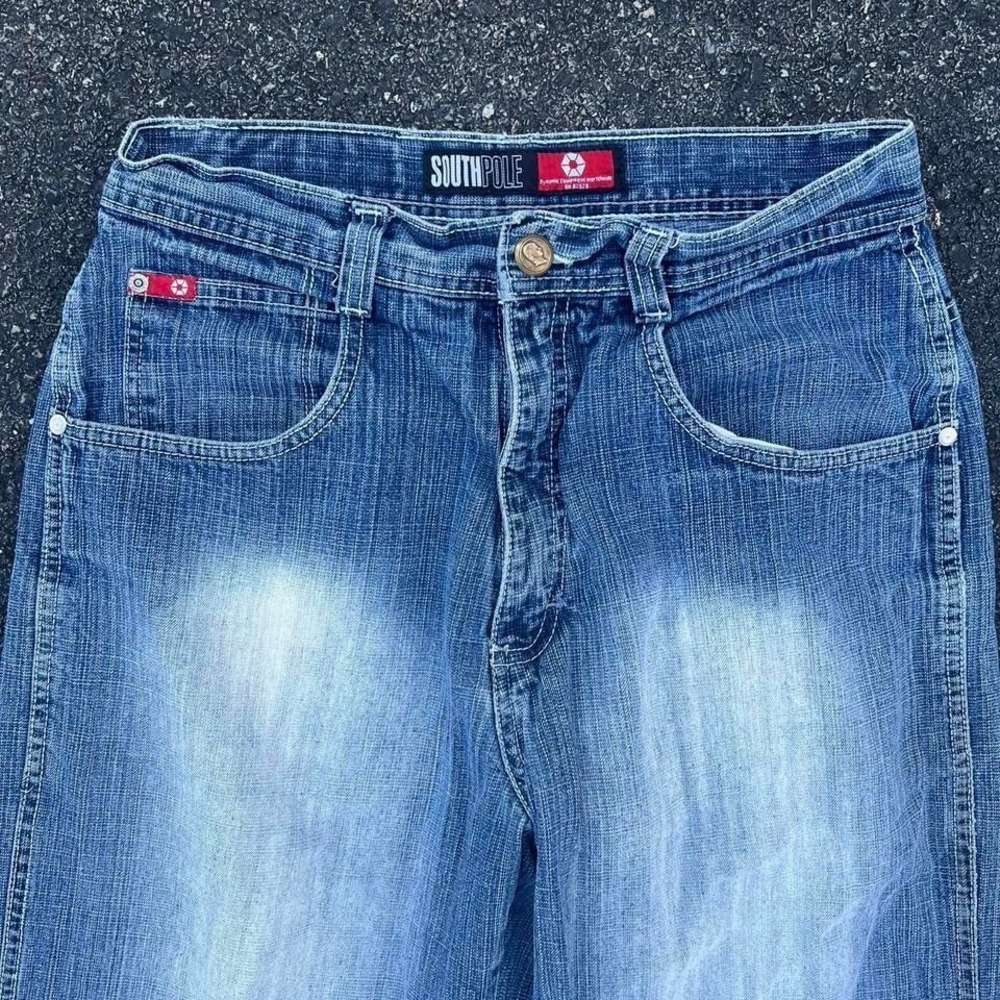 1990s Baggy Wide Leg Graphic Southpole Jeans size 32 Red Tab